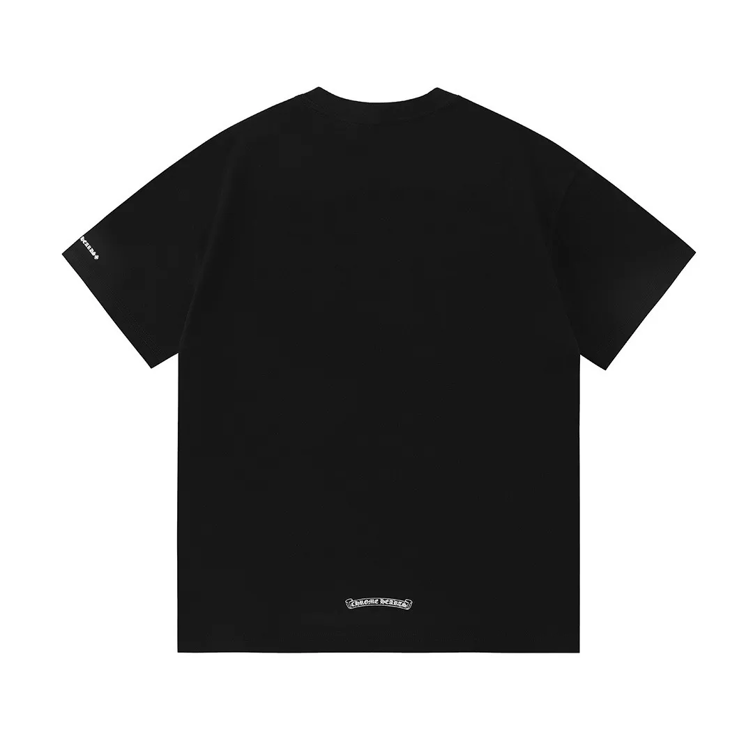 P150 Chrome Hearts 2026 early spring new style Breast pocket Thread printed logo Uniform short-sleeved T-shirt for men and women · Customized 300g 100% double yarn pure cotton fabric · Custom dyed 32 count double-strand thread · Collar label, hangtag, main mark and three labels complete Color: Black Size: XS S M L